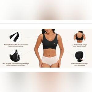 Black Seamless Full Support Gel Bra